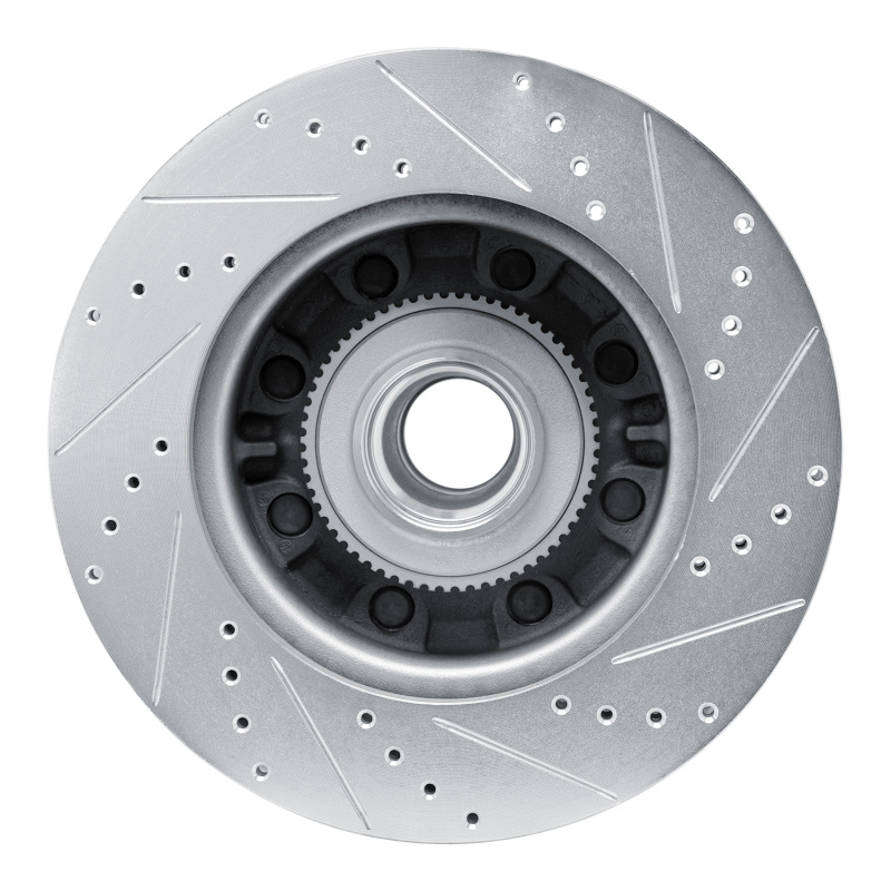 Ford E-150 Brake Rotor (1) - Front Left - R1 Concepts - Drilled & Slotted - Silver - `08-`25